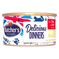 24x85g Butcher's Delicious Dinners Marhahús & máj nedves macskatáp
