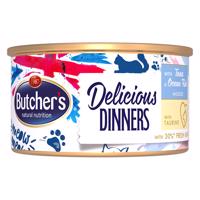 48x85g Butcher's Delicious Dinners Tonhal & tengeri hal nedves macskatáp
