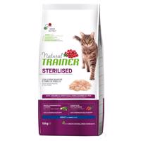 10kg Natural Trainer Sterilised lazacszáraz macskatáp 9+1 ingyen