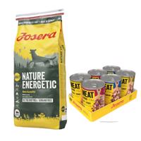12,5kg Josera Nature Energetic gabonamentes száraz kutyatáp+6x400g Josera Meatlovers Menü nedves kutyatáp mix ingyen