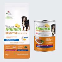 12kg Natural Adult Medium/Maxi tojás száraz kutyatáp+400g Natural Trainer Sensitive No Gluten Adult sertés & teljes kiőrlésű gabona nedves kutyatáp ingyen