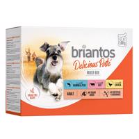 12x100g briantos Delicious Paté nedves kutyatáp Mix: csirke, marha & lazac 10% kedvezménnyel