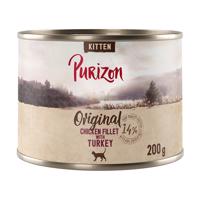 12x200g Purizon Kitten - gabonamentes nedves macskatáp - Csirkefilé pulykával