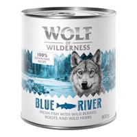 12x800 g Wolf of Wilderness Adult - Single protein nedves kutyatáp 15% kedvezménnyel! - Blue River hal