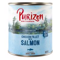 12x800g Purizon Original nedves kutyatáp - Csirkefilé, lazac & spenót