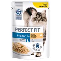 12x85g Perfect Fit Indoor 1+ csirke & borsó nedves macskatáp