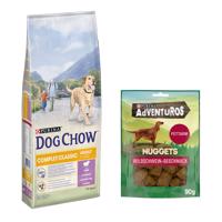 14kg PURINA Dog Chow Complet/Classic bárány száraz kutyatáp+90g Adventuros vaddisznó kutyasnack ingyen