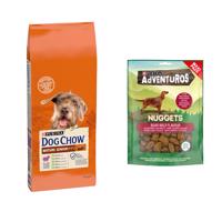 14kg PURINA Dog Chow Senior bárány száraz kutyatáp+90g Adventuros vaddisznó kutyasnack ingyen