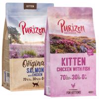 2x400g Purizon Kitten csirke & hal - gabonamentes + Kitten lazac & csirke - gabonamentes száraz macskatáp rendkívüli árengedménnyel