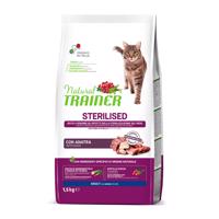 3kg Natural Trainer Cat Sterilised kacsa száraz macskatáp 2,4kg+0,6kg ingyen