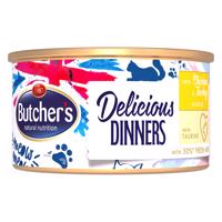 48x85g Butcher's Delicious Dinners Csirke & pulyka nedves macskatáp