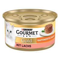 48x85g Gourmet Gold Rafinált ragu lazac nedves macskatáp 3+1 ingyen