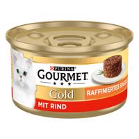 48x85g Gourmet Gold Rafinált ragu marha nedves macskatáp 3+1 ingyen