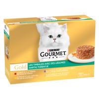 48x85g Gourmet Gold Rafinált ragu mix zöldséggel nedves macskatáp 3+1 ingyen