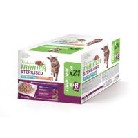 48x85g Natural Trainer Adult nedves macskatáp Sterilized mix: pulyka & tőkehal 38+10 ingyen