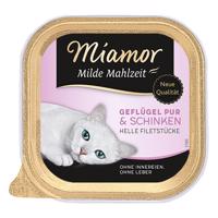 6x100g Miamor Milde Mahlzeit szárnyas pur & sonka nedves macskatáp