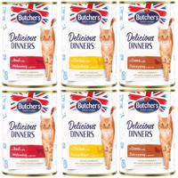 6x400g Butcher's Delicious Dinners nedves macskatáp - Válogatáscsomag (3 fajta)