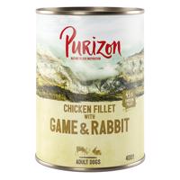 6x400g Purizon nedves kutyatáp - Csirkefilé, vad & nyúl