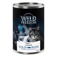 6x400g Wild Freedom Adult Sterilised Cold River - csirke & tőkehal nedves macskatáp 5+1 ingyen