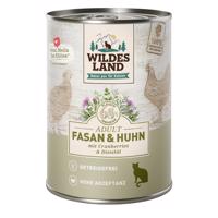 6x400g Wildes Land Adult Cat Fácán & csirke áfonyával nedves macskatáp