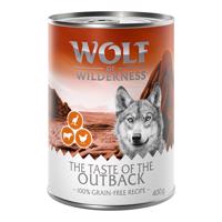 6x400g Wolf of Wilderness - 'The Taste Of'  The Outback - csirke, marha, kenguru nedves kutyatáp 15% kedvezménnyel!