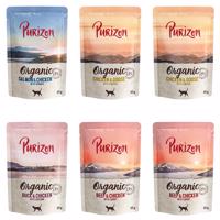 6x85g Purizon Organic nedves macskatáp Vegyes csomag (2x csirke, 2x marha, 1x lazac, 1x kacsa)