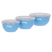 Kerbl Pet rozsdamentes acéltál készlet fedővel, kék 550ml / 900ml / 1200ml kutya